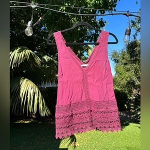 Maroon embroidered tank top